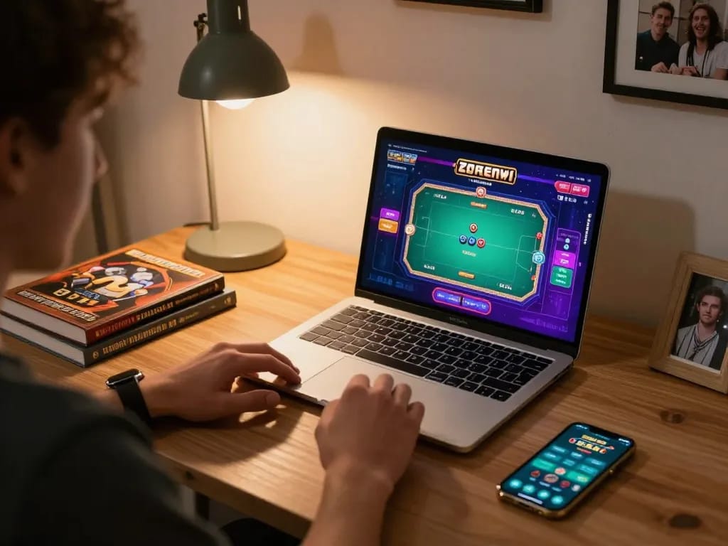 Player strategizing in an online game at hitclub-79, showcasing engaging poker gameplay on laptop.