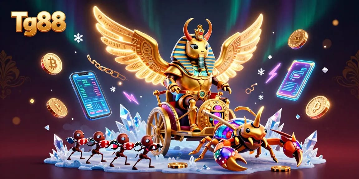 Experience thrilling gameplay at Tg88 with an engaging backdrop of vibrant 3D casino elements.