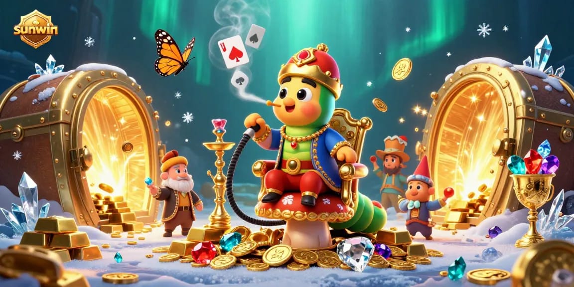Engage in thrilling gameplay at Sunwin with a vibrant 3D illustration showcasing casino icons.