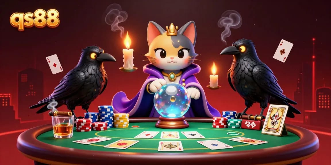 Engage with thrilling poker action at qs88, featuring vibrant characters and dynamic casino elements.