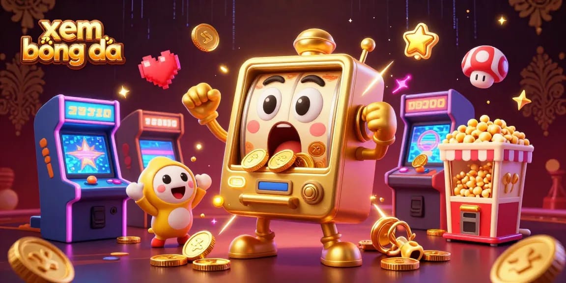 Xem bóng đá online with exciting slot machine action and vibrant arcade elements.