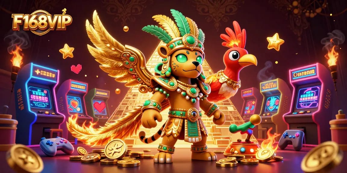 Experience the vibrant excitement of F168VIP gaming with animated characters and casino elements.