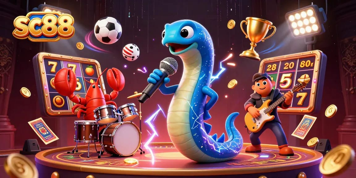 Experience high-energy gambling thrills with sc88 in this vibrant casino performance illustration.