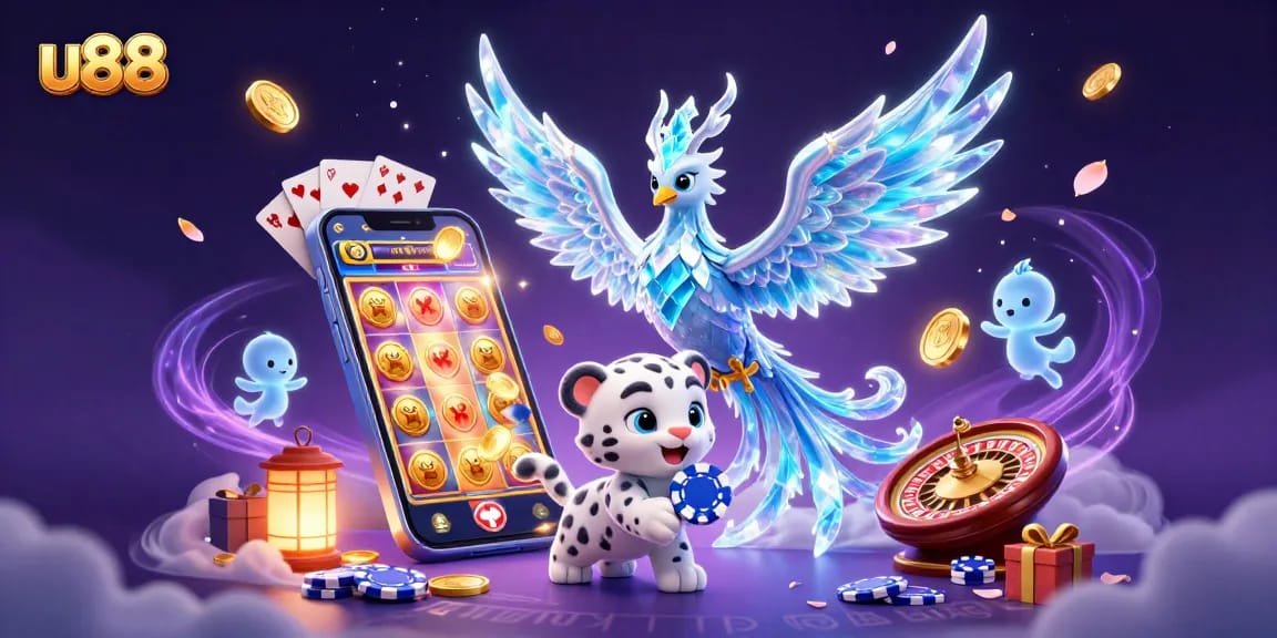 Engage with u88's thrilling games as the ice phoenix and leopard cub illuminate the casino world.
