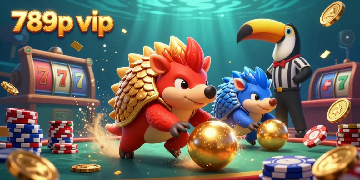 Experience the excitement of 789p vip with pangolins bowling golden chips in a vibrant casino scene.
