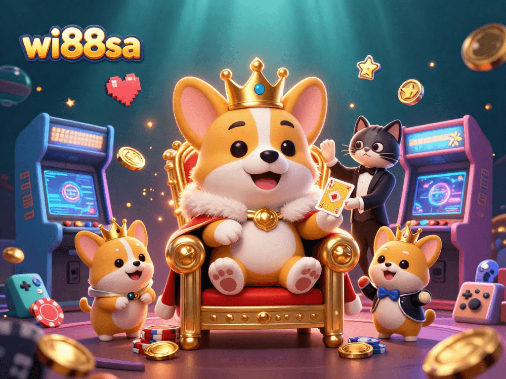 Experience victory at wi88sa with vibrant casino-themed characters in a lively 3D scene.