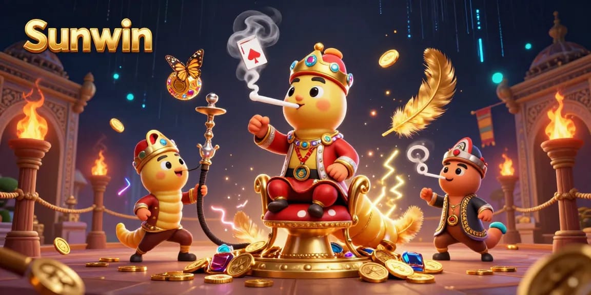Sunwin showcases an exciting gambling atmosphere with vibrant, animated elements and a casino theme.