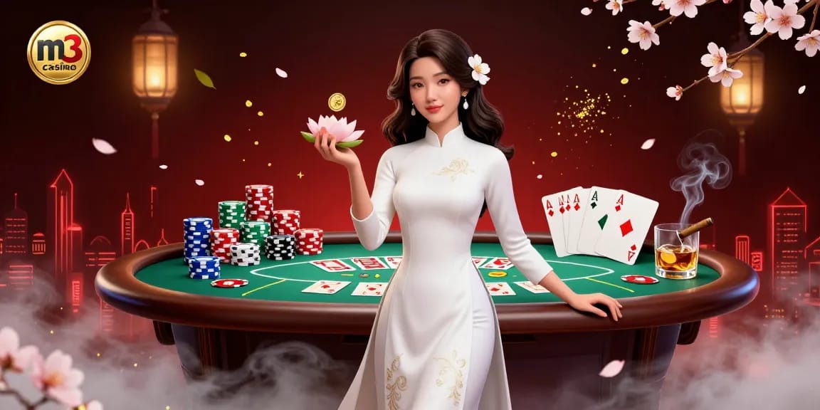 Experience the thrill of m3 casino with a lively scene of vibrant poker elements and captivating ambiance.