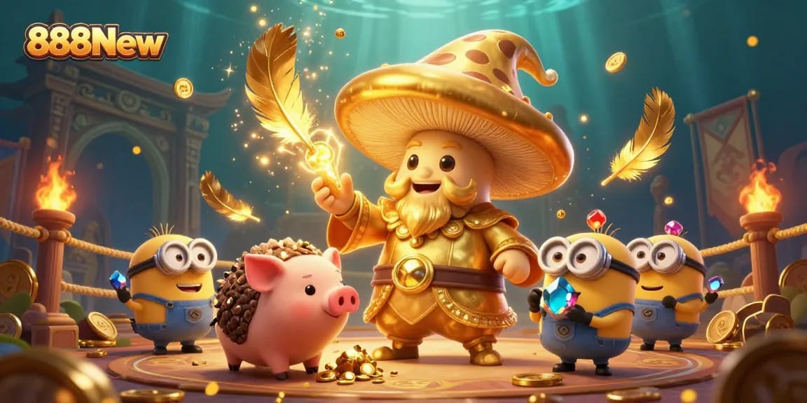 Engage with the thrilling magic of 888New's online casino featuring golden treasures and vibrant gameplay.