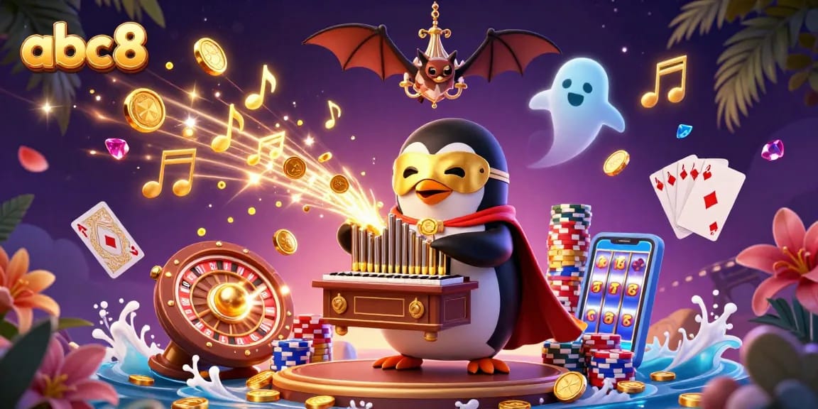 Experience the thrilling world of gambling at abc.8 with our dynamic 3D illustration featuring games and excitement.