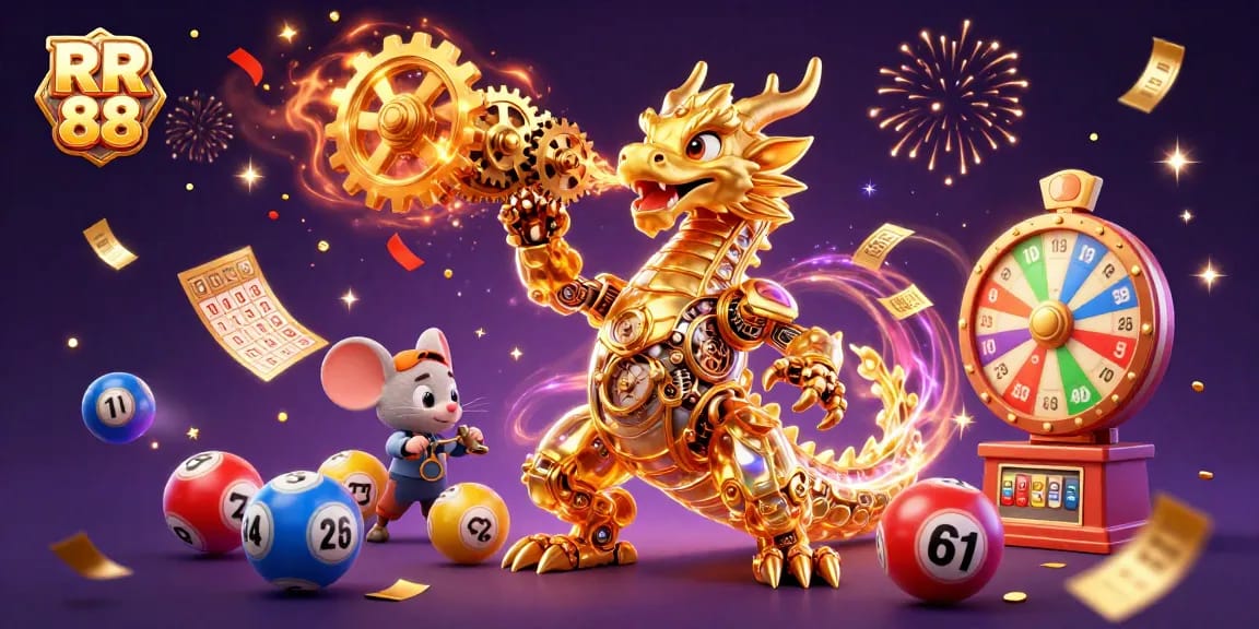 Engage in thrilling gambling experiences with RR 88's vibrant 3D casino illustration showcasing exciting games.