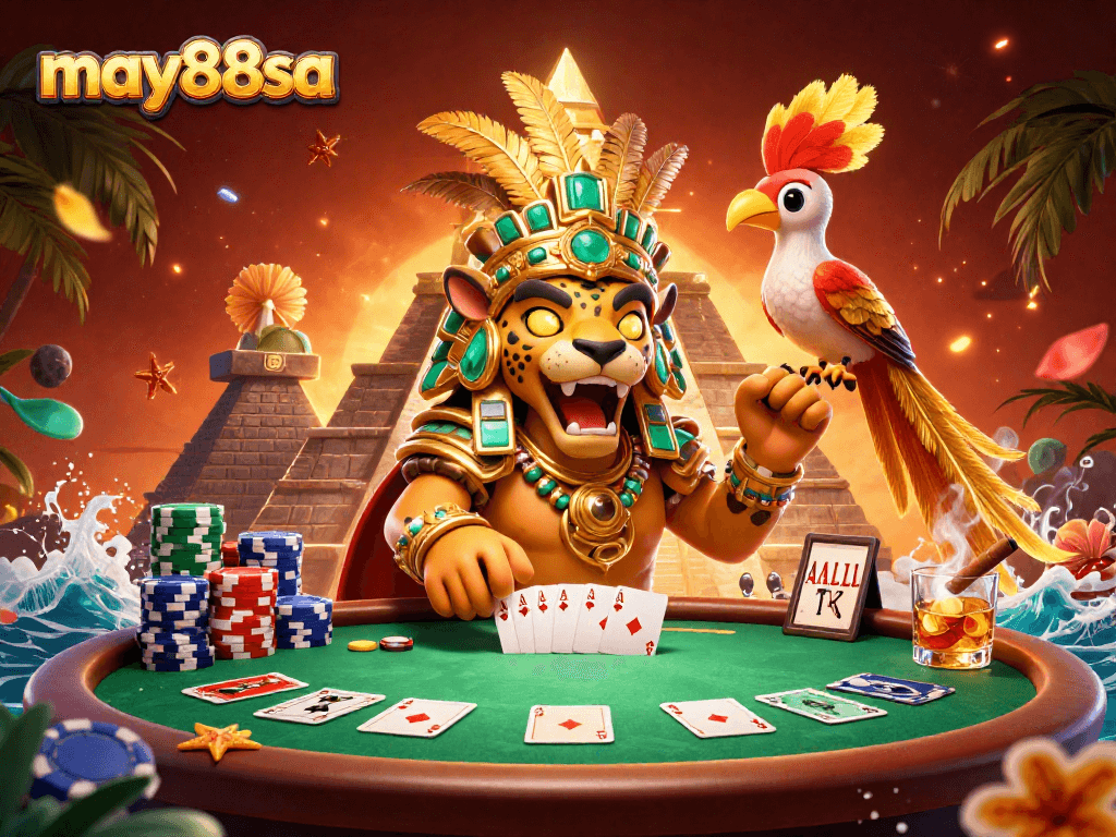 Engage in thrilling poker action at may88sa with stunning 3D Mayan-themed graphics.