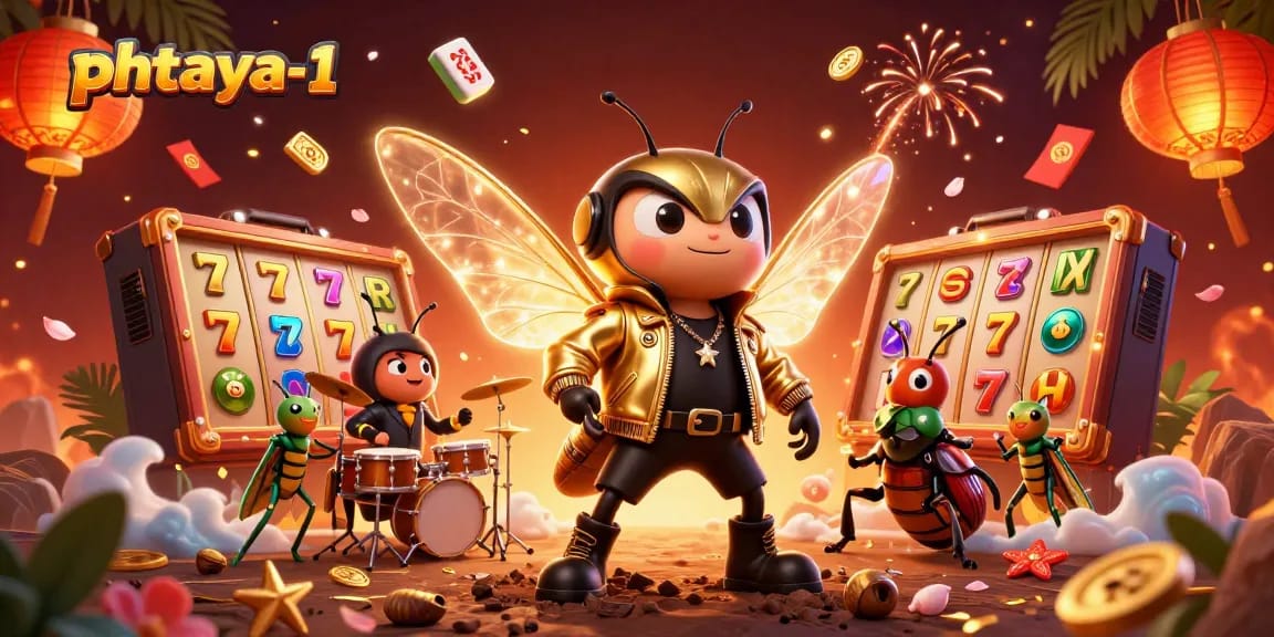 Phtaya-1 brings exciting casino action with a rock star theme, showcasing vibrant slot reels.