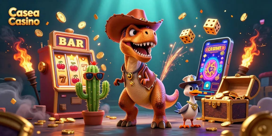 Experience the thrill of Casea Casino with exciting characters and vibrant game elements in a dynamic 3D scene.