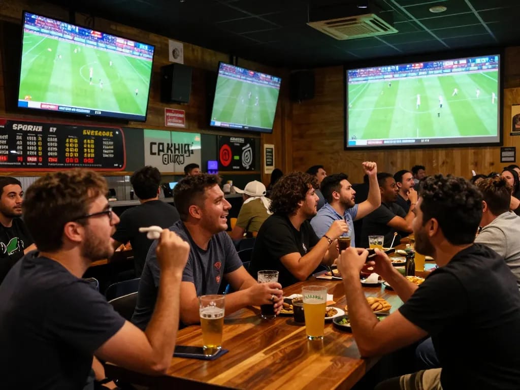 Cakhia TV live stream delights sports fans in a lively bar atmosphere.