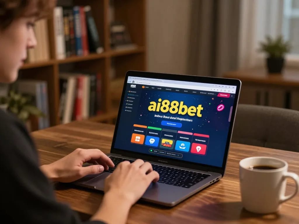 Engaging gameplay on ai88bet showcased on a laptop in a cozy home setting