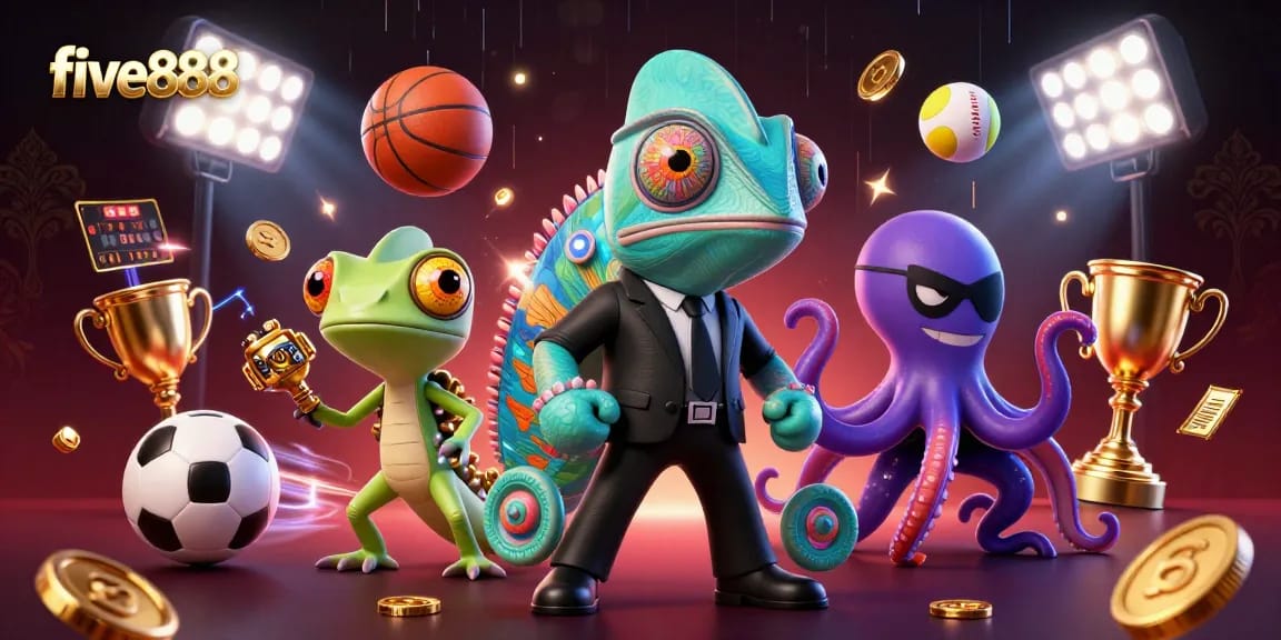Experience the excitement of five888 with dynamic casino elements and playful characters in action.