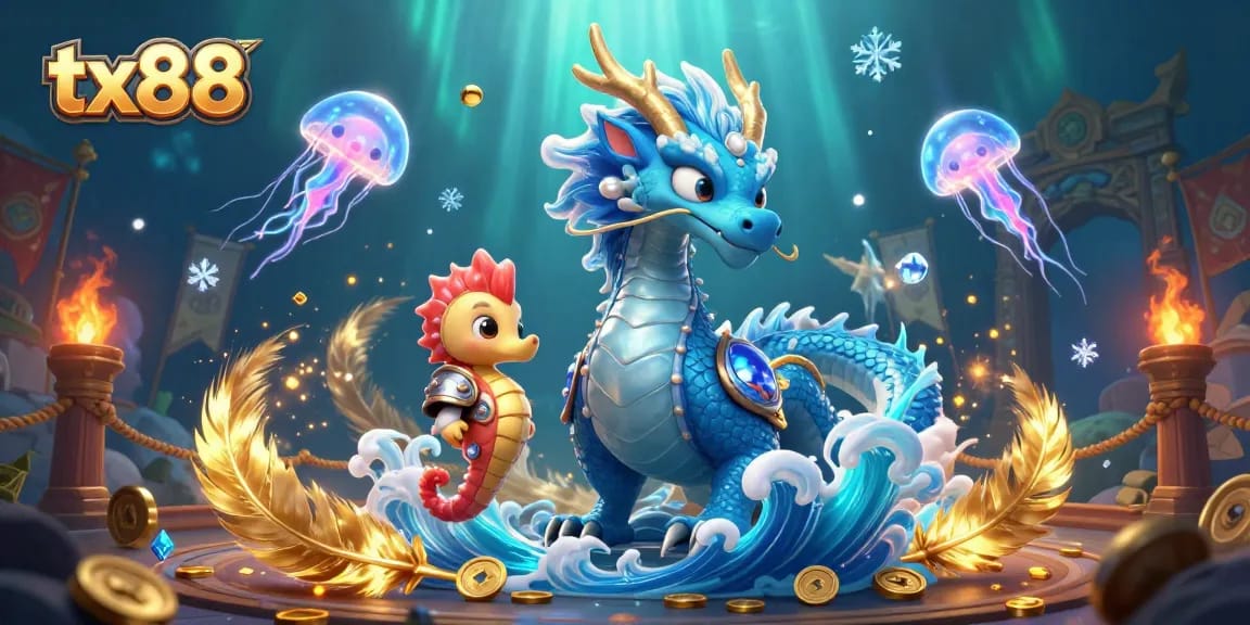 Experience the thrilling adventures of tx88 with a vibrant underwater scene featuring unique casino characters.