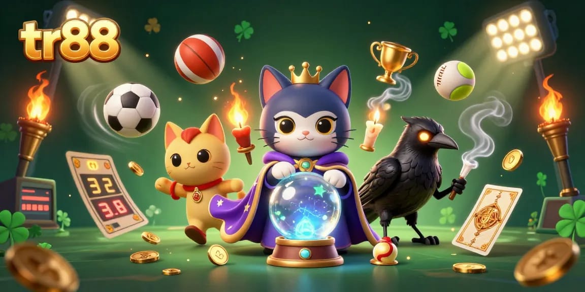 Experience thrilling sports betting at tr88 with a mystical vibe in this captivating illustration.