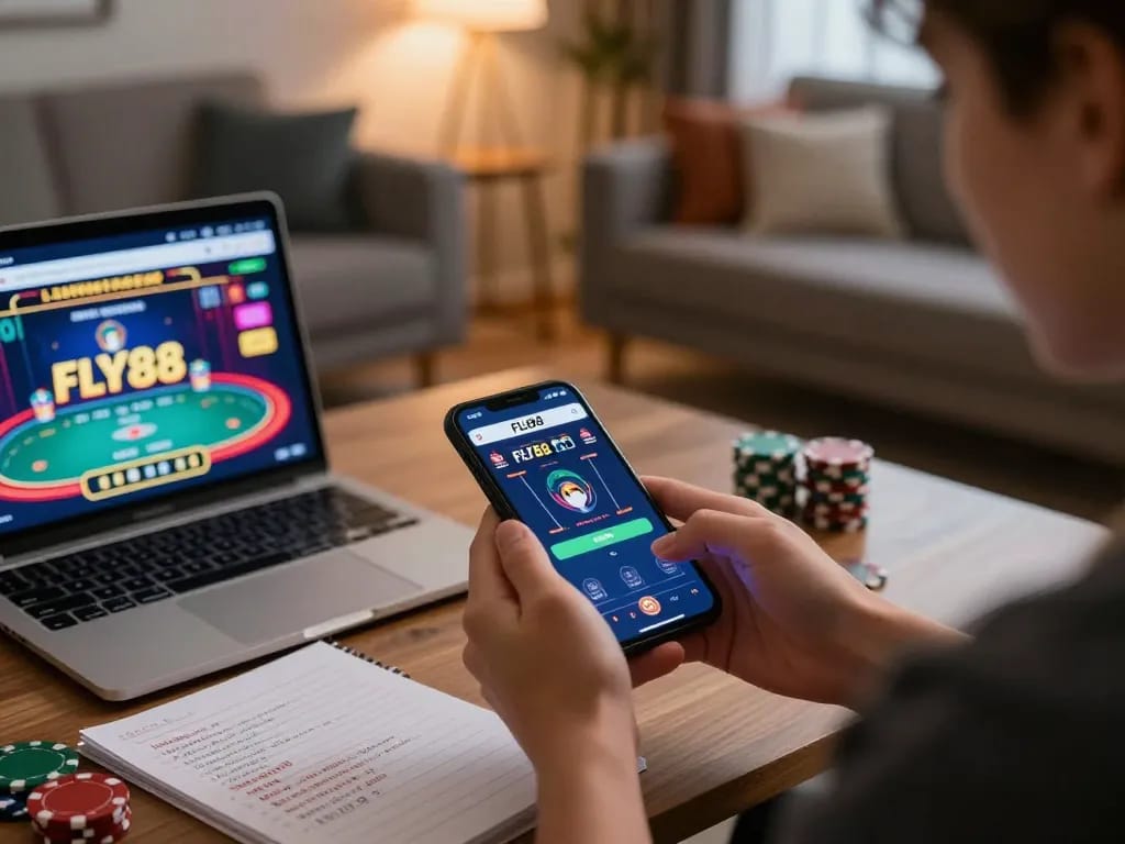 Engage with FLY88 mobile gaming interface showcasing live dealer excitement.