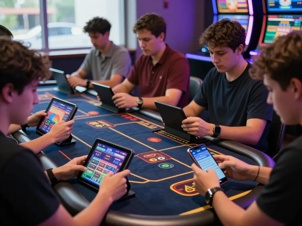 Players enjoying online casino games at FLY88, showcasing vibrant gaming screens and interactive gameplay.