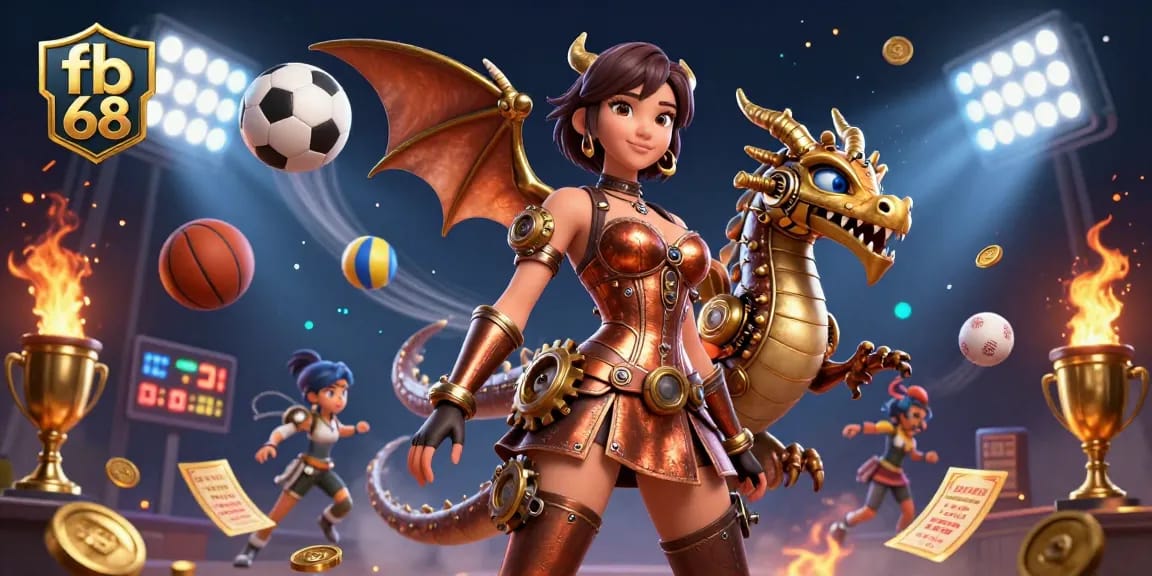 Engage in thrilling gameplay at fb 68 with a dynamic casino illustration featuring immersive sports themes and golden rewards.