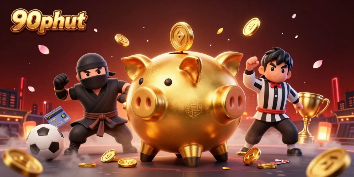 Experience thrilling sports betting action with 90phut in this vibrant, dynamic gambling illustration.