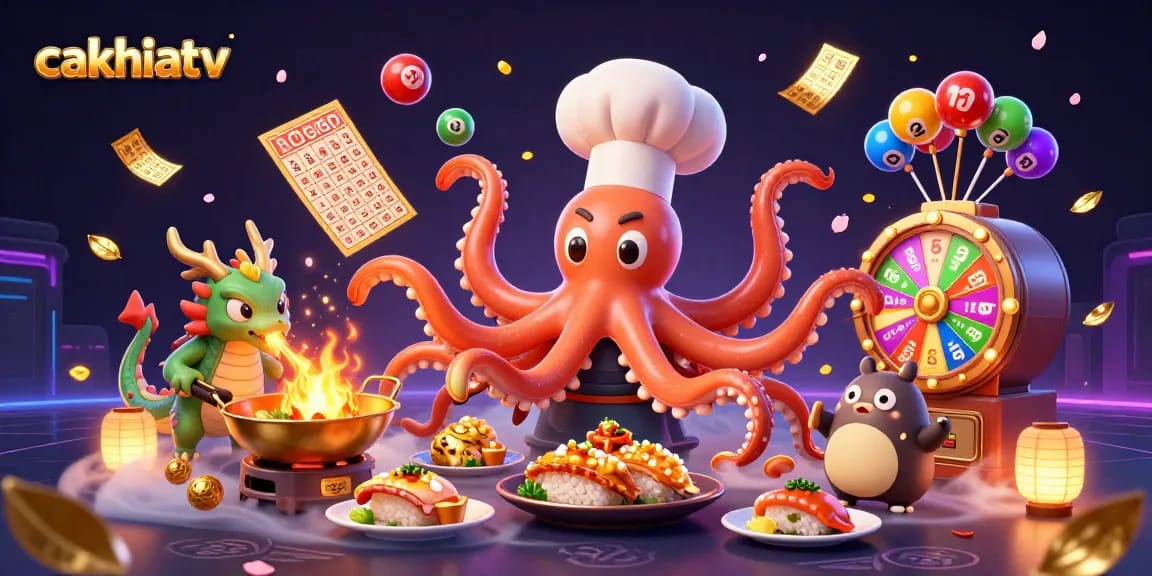 Experience thrilling gameplay with cakhiatv as cartoon characters engage in dynamic lottery and casino activities.