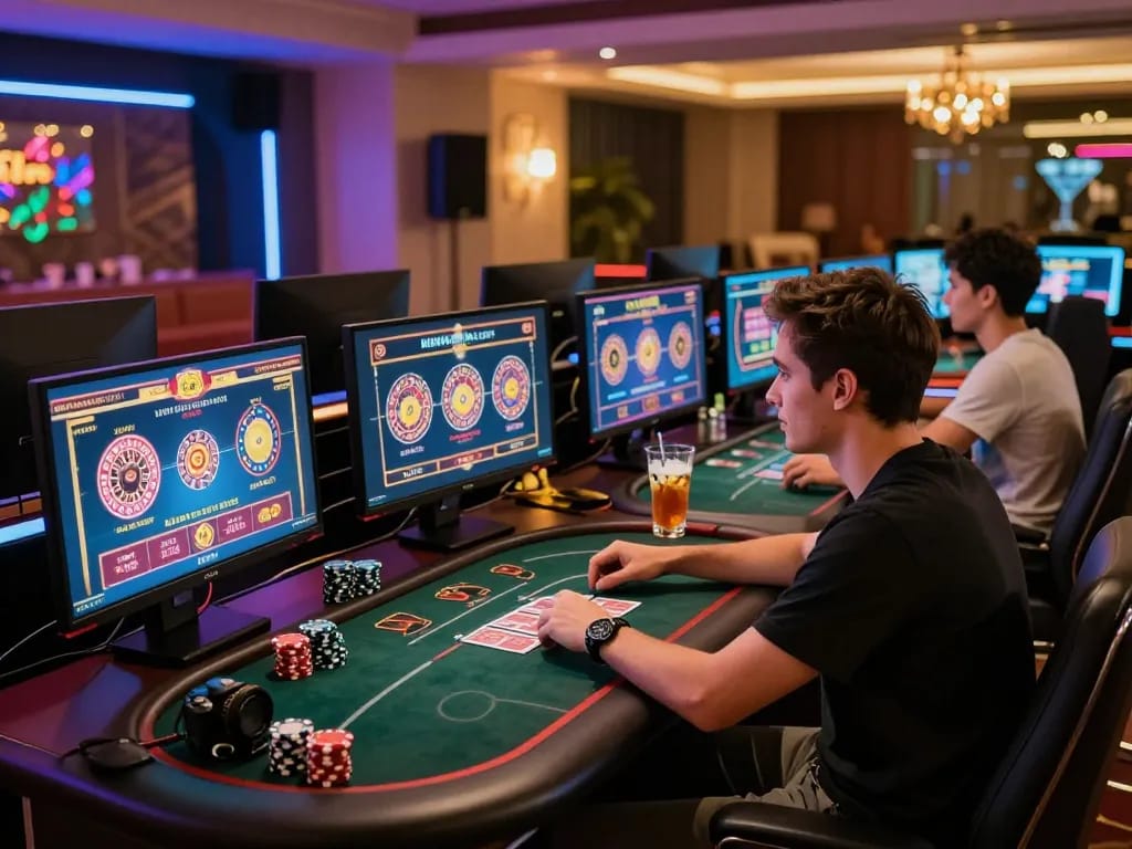 O8 user enjoying online casino gaming at a stylish home setup with engaging games.
