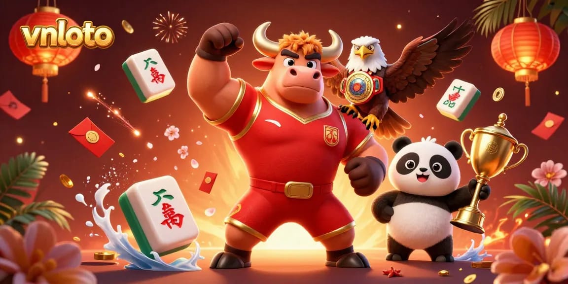 Experience thrilling wins with vnloto in this vibrant, action-packed casino illustration.