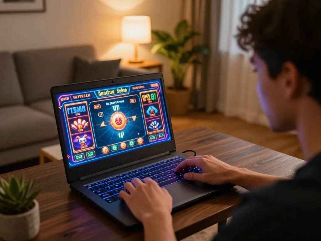 Player enjoys immersive online gaming with O8, demonstrating strategic betting in cozy atmosphere.