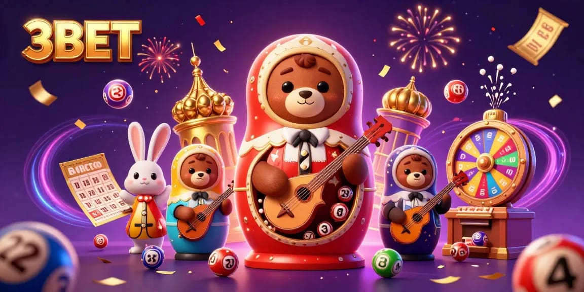 Experience the thrill of 3BET casino with vibrant lottery action and festive atmosphere.