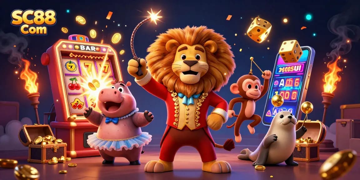 Engage with SC88 Com as the ringmaster lion leads a vibrant casino adventure with thrilling slots.