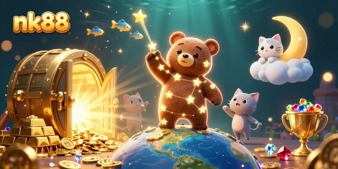 Engage with nk88's exciting gambling experiences, showcasing vibrant casino treasures and dynamic characters.