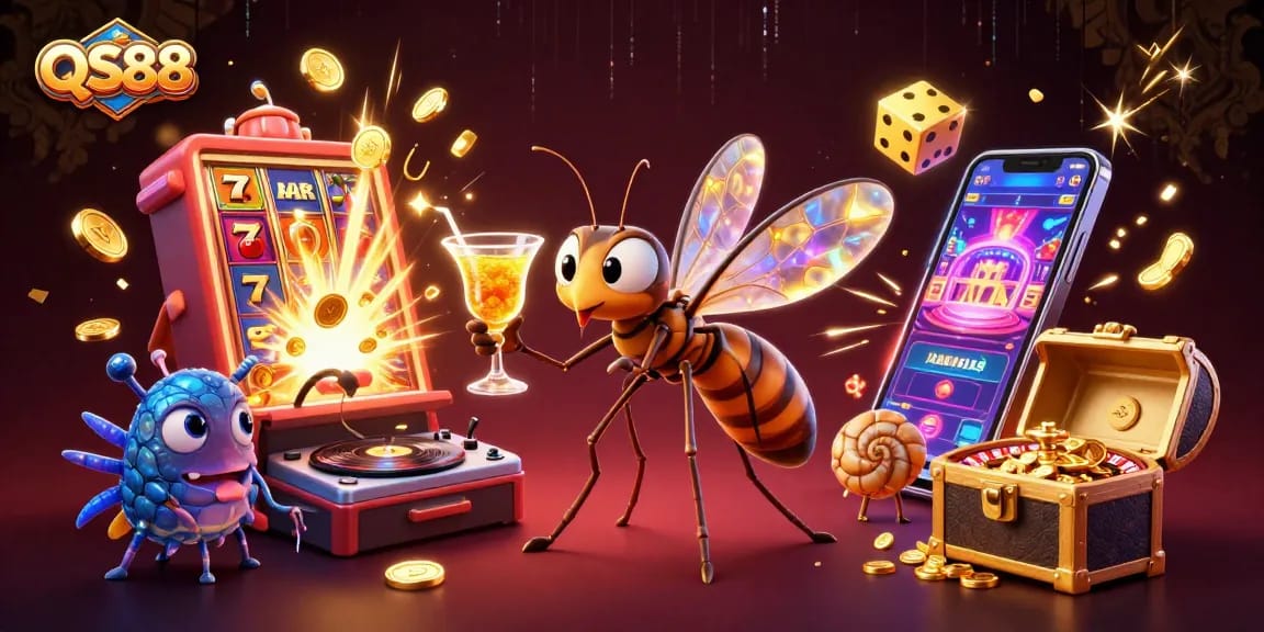 Engage with the thrilling QS88 casino experience through a vibrant 3D illustration of unique characters.