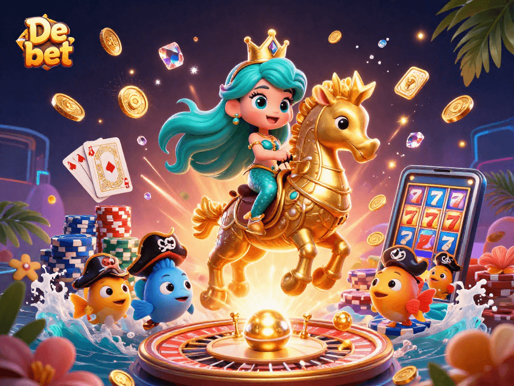 Join the thrilling entertainment of De bet with a vibrant illustration of a casino scene.