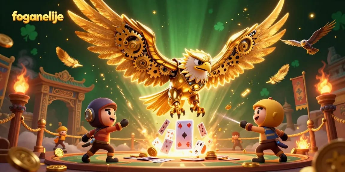 Engage with foganelije by placing bets on casino games amidst vibrant holographic cards.