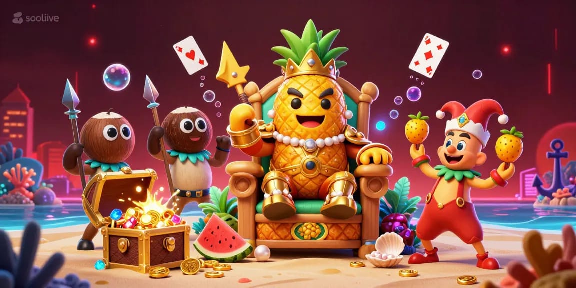 Socolive transforms viewing into a vibrant experience with a lively beach casino scene packed with colorful elements.