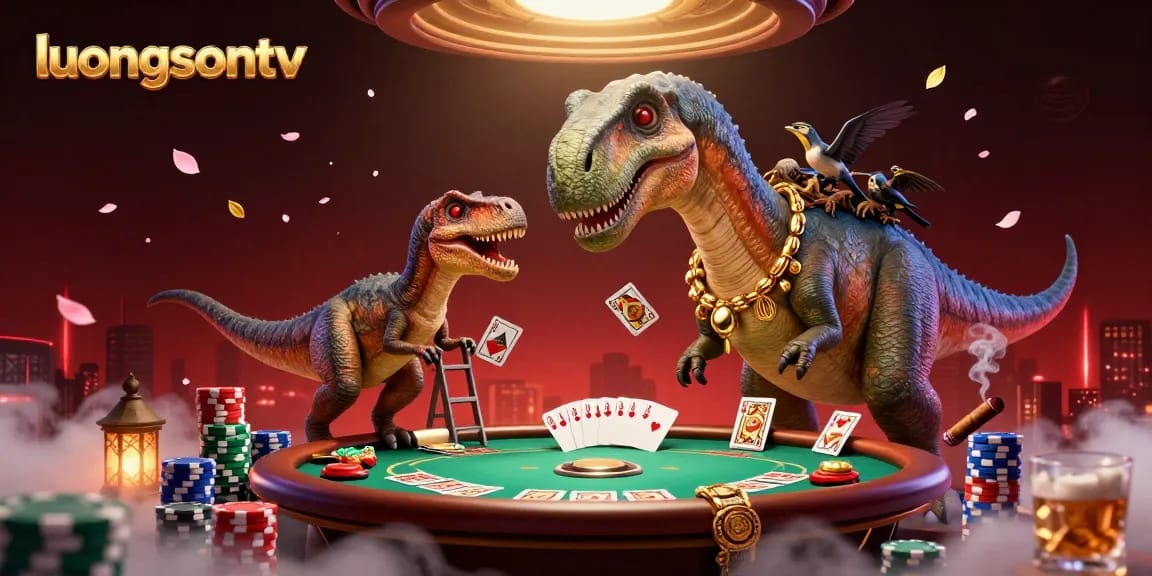 Experience the excitement of luongsontv with an animated brontosaurus running a poker game.