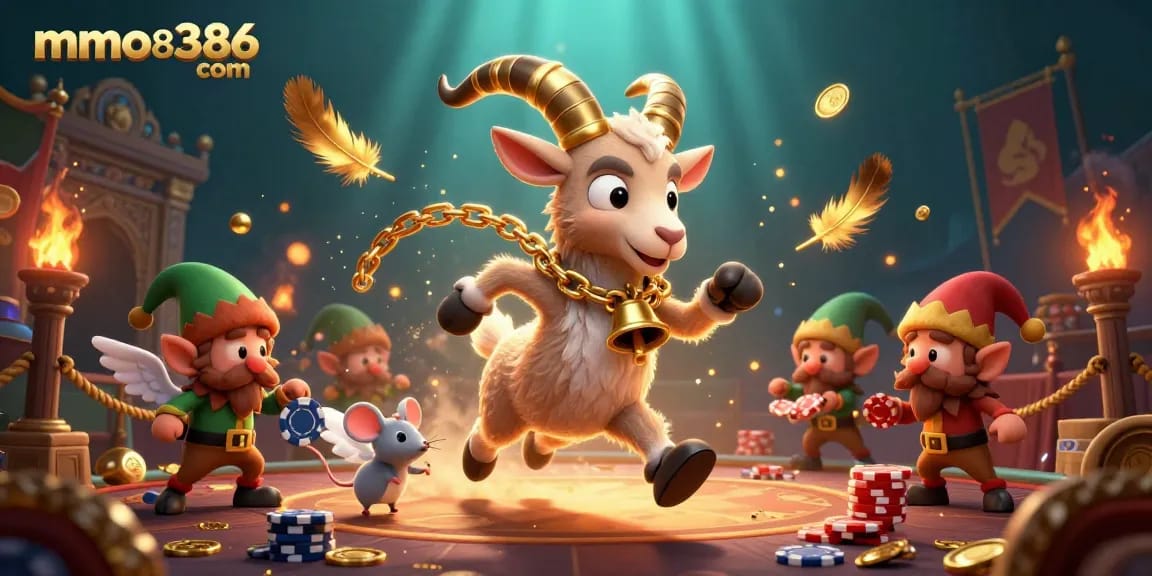 Engage in thrilling casino games at mmoo8386 com with Krampus and mischievous elves in a vibrant scene.