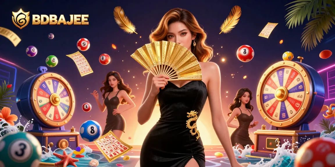 BDBAJEE invites you to experience thrilling gaming adventures with vibrant lottery elements in a captivating casino scene.