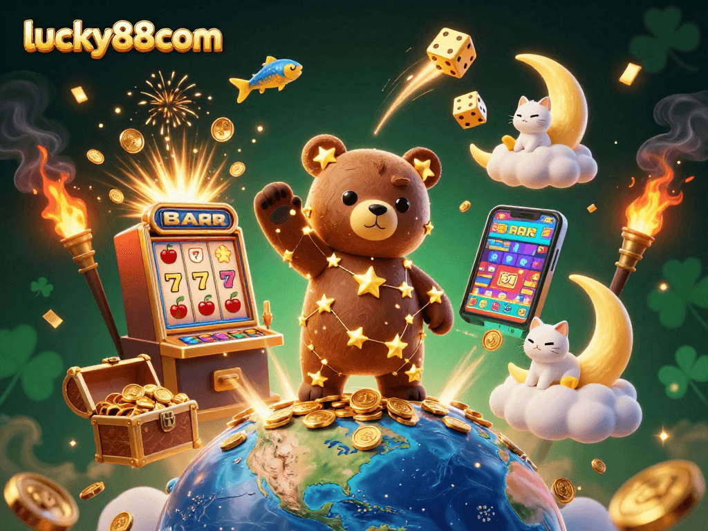Experience thrilling wins at lucky88com with captivating casino games amidst dazzling stars.