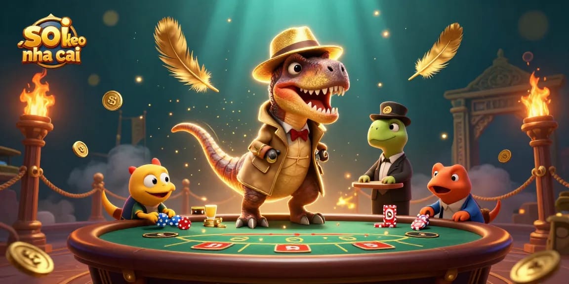 Engage in exciting betting strategies with "soi keo nha cai" as illustrated by a unique cartoon casino scene.