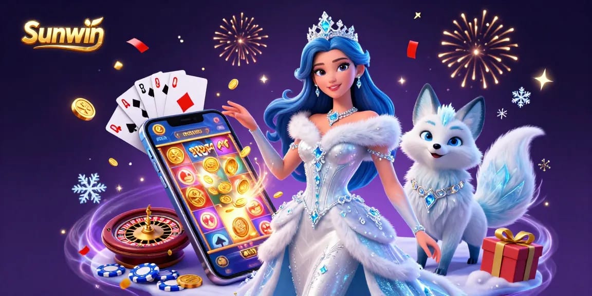 Engage with the vibrant Sunwin casino experience featuring a stunning ice queen and an arctic fox.