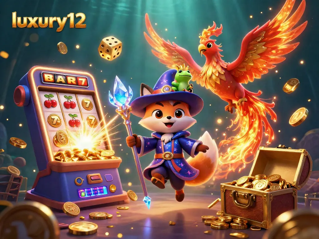 Experience thrilling jackpots with luxury12 in this vibrant casino-themed illustration.