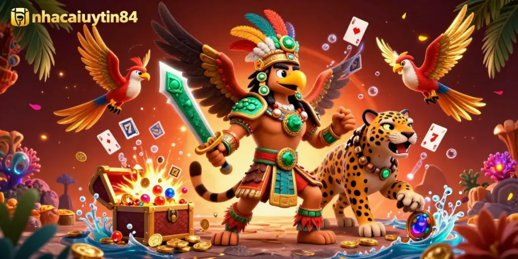 Discover casino excitement with 3D Aztec warriors as they immerse in lively slot games at nhacaiuytin84.