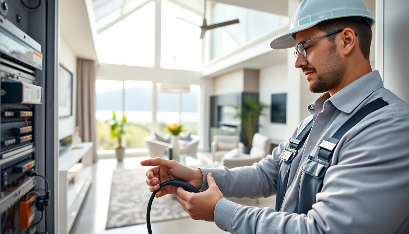 Electrician West Vancouver providing expert electrical service in modern home setting.