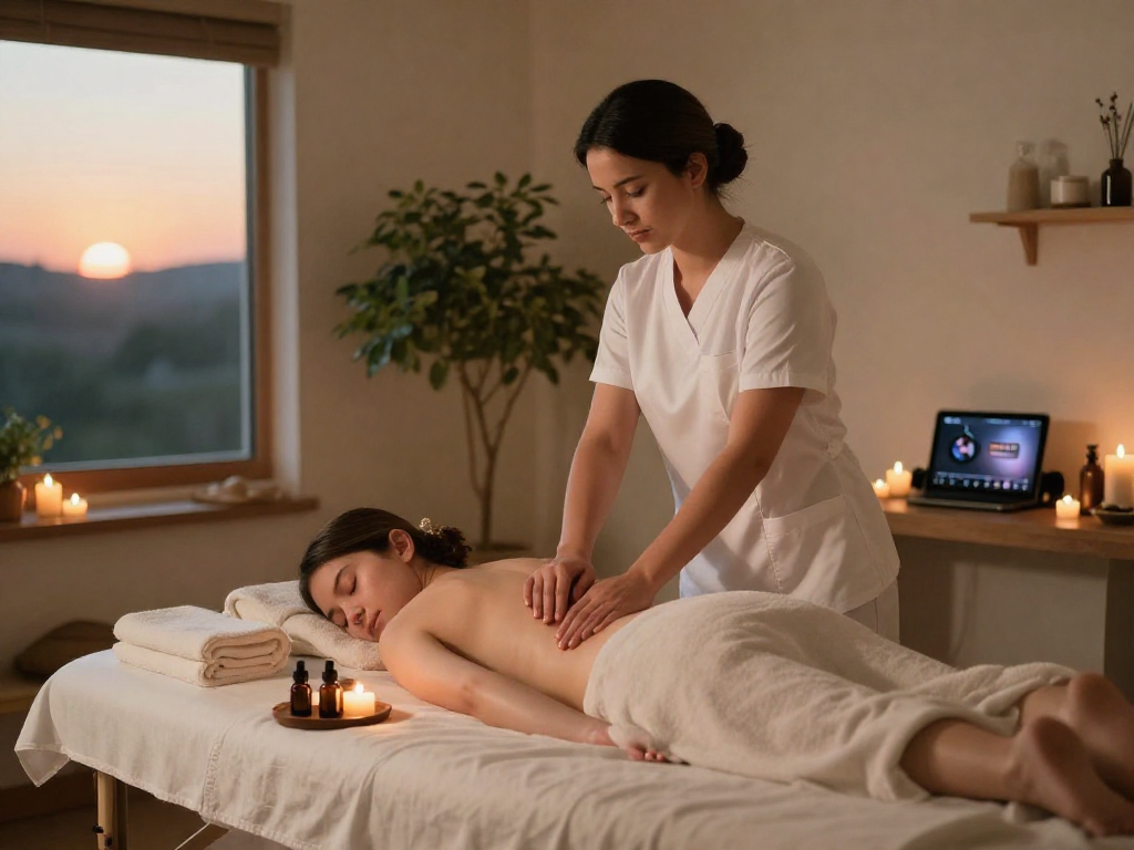 Professional massage setup for 구로출장안마 in a serene environment.