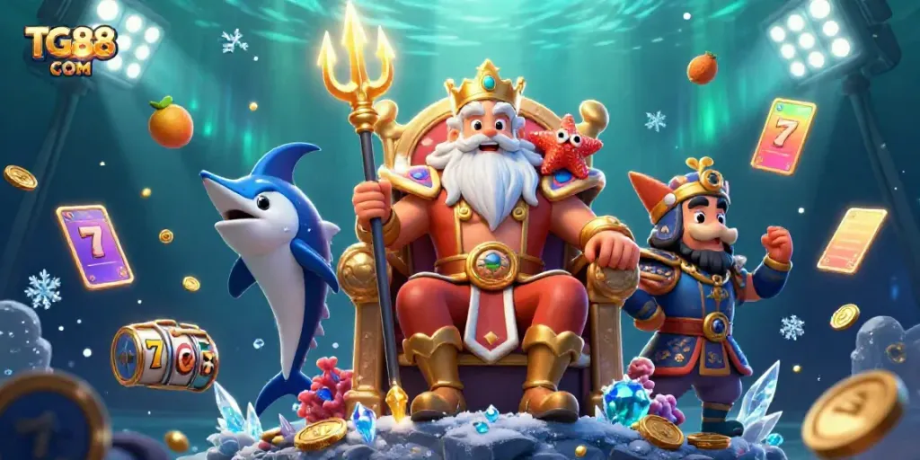 Engage with TG88 COM in an exhilarating online casino adventure featuring Neptune and slot elements.
