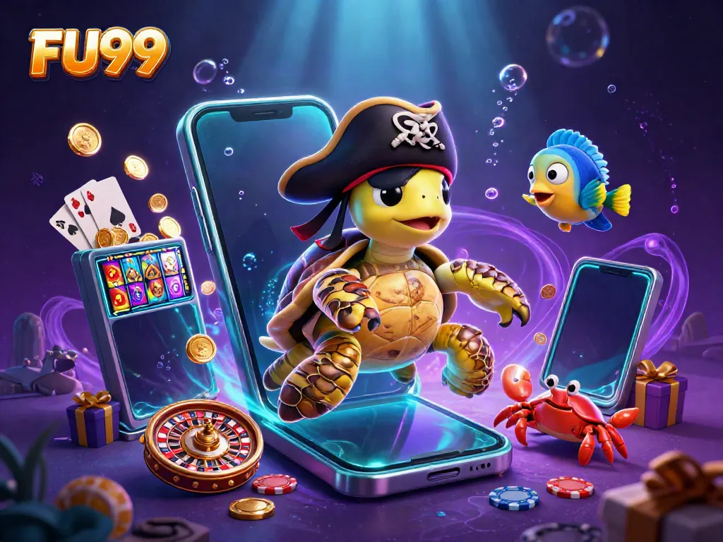 Experience the underwater world of FU99 with engaging 3D characters and gaming elements.